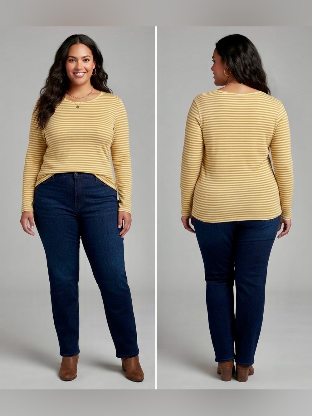 Terra & Sky Yellow Striped Long-Sleeve Top
